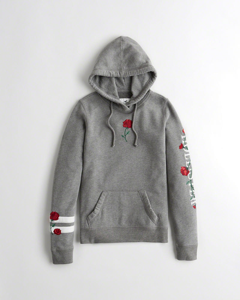 Hollister rose 2024 embroidered hoodie